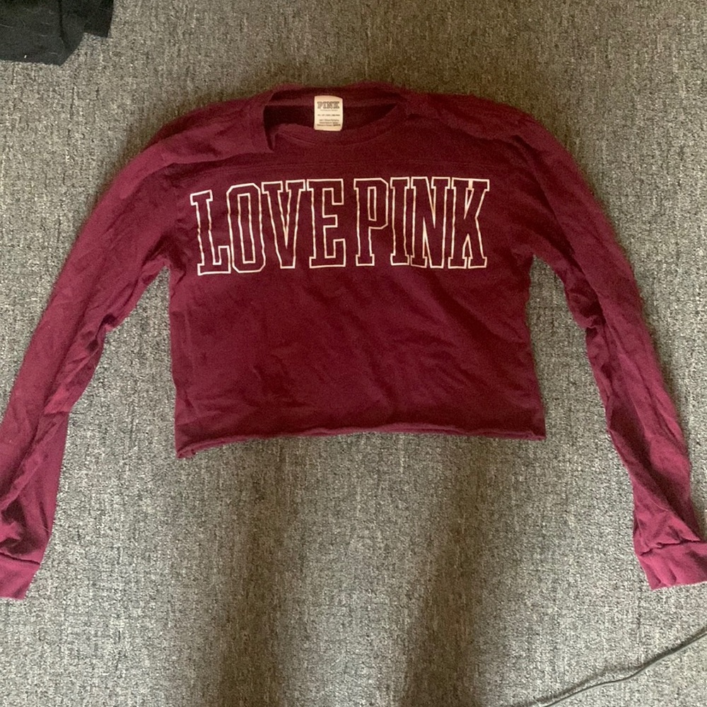 Pink cropped long sleeve shirt